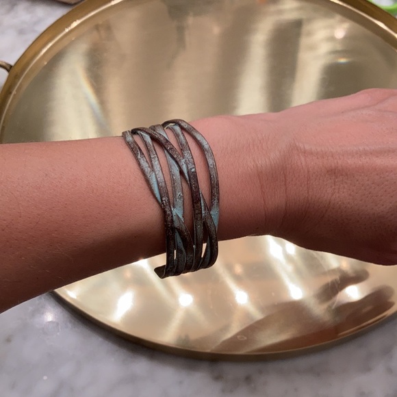 FREE with purchase. Antique look braided metal cuff - Picture 2 of 3